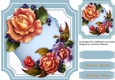 Beautiful Roses on Blue  Cut-out- Mat