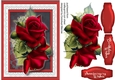 Beautiful A5 Red Roses on lace
