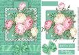 Beautiful Pink roses on a Green script Mat