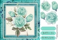 Beautiful Aqua Roses on a Vintage Mat