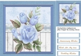 BeautifulLBlue Roses on a Lace panel 