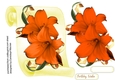 Red lillys on a scroll mat