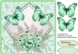 Green Butterflys on a Scalloped Mat