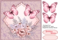  Pink Butterflys on a Scalloped Mat