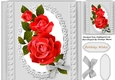 Beautiful red Roses on Silver Lace
