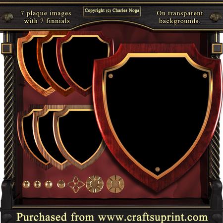 7 Badge Plaque Images with 7 Finnials.