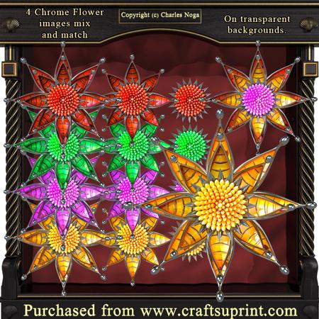 4 Interchangeable Chrome Flowers