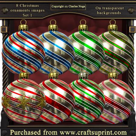 8 Christmas Ornaments Set #1