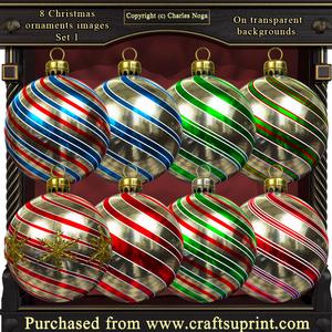 8 Christmas Ornaments Set #1