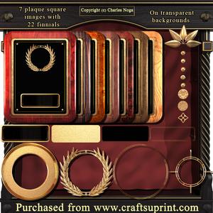 7 Square Plaques Images with 22 Finnials.