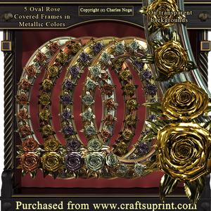 Oval Rose Covered Frames in Metallic Colors