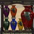 6 Colored Glass Rose Vases