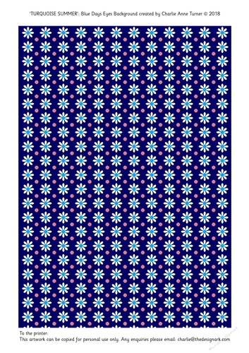 Blue Days Eyes Turquoise Backing Paper