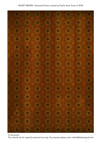Distressed Flowers Russet Brown Backing Paper