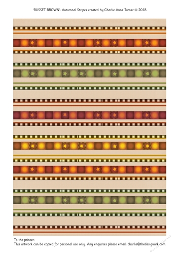 Autumnal Stripes Russet Brown Backing Paper