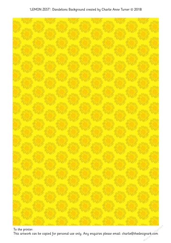  Dandelions Yellow Zest Background Paper