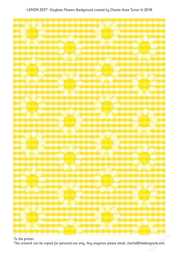 Gingham Flowers Yellow Zest Background Paper