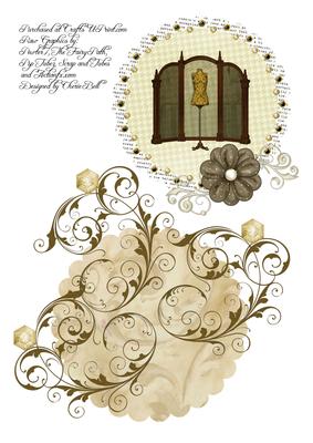 Vintage Dress Form Scallop Card and Base