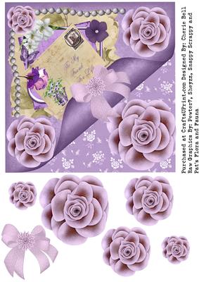 Vintage Victorian Floral Lavendar Postcard Topper