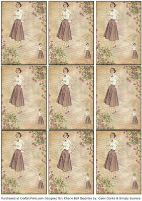 Vintage Floral Ladies Fashion Atc Sheet