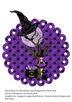 Over the Edge Scalloped Halloween Witch Topper