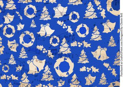 Blue and White Christmas Traditional Backing Paper