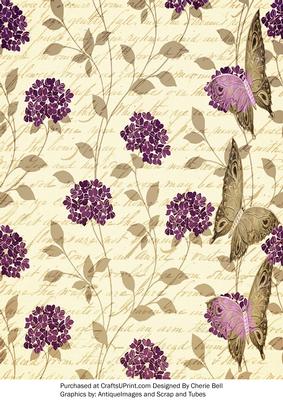Vintage Floral Butterflies Paper