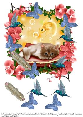 With Love Kitten with Decoupage