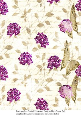 Vintage Floral Butterfly Distressed