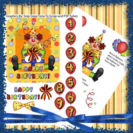 Out of Frame Birthday Clown Card Mini Kit