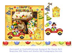 Cupcakes and Clowns Happy Birthday Topper