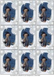 White Christmas Winter Elf Artist Trading Cards Sheet