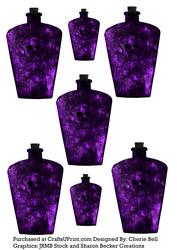 Gothic Purple Potion Bottles Embellishment Sheet