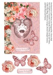 Floral Venetian Mask Birthday Topper