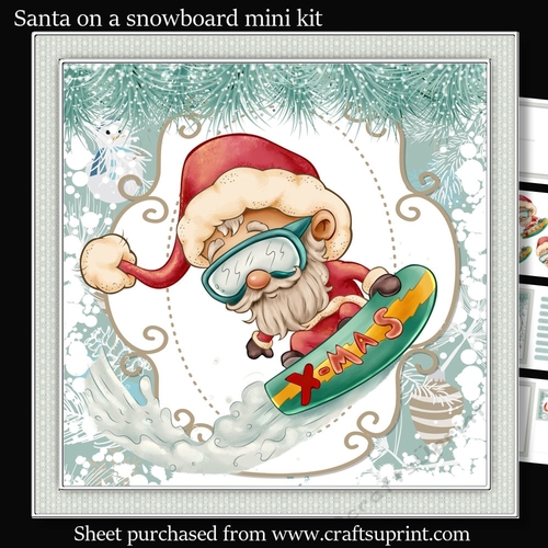 Santa on a snowboard