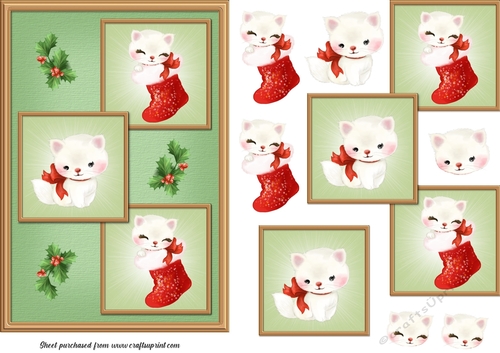 Christmas kittens 3 square card front