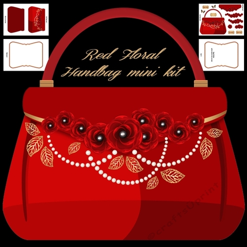 Red Floral Handbag card