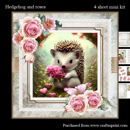 Hedgehog and Roses mini kit