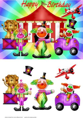 Birthday Clowns Card Front