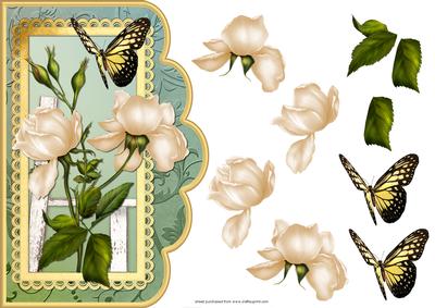 Butterfly and Flowers Scalloped Card Front