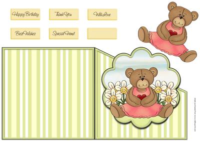 Flower Bear Scalloped Folded Card