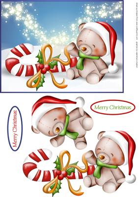 Christmas Teddy and Candy Cane