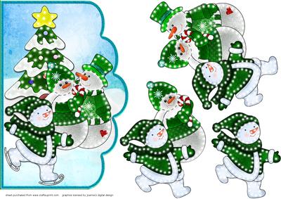 Snow Family Scalloped Card Front