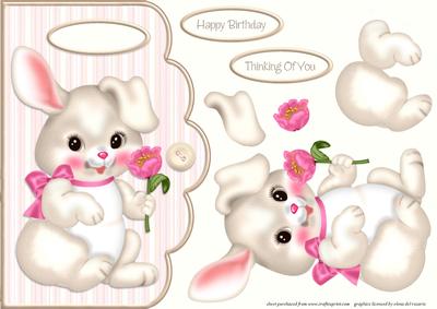 Cute Bunny Scalloped Card Front
