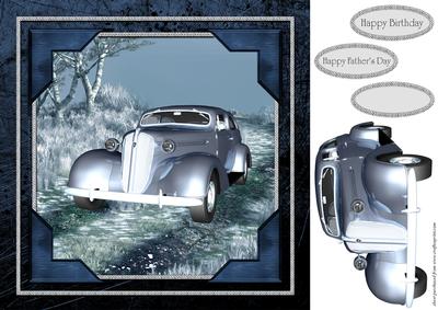 Vintage Car 8x8 Card Front