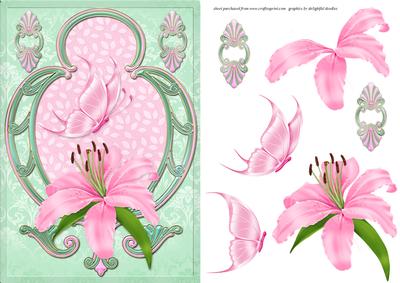 Pink Flower and Butterfly
