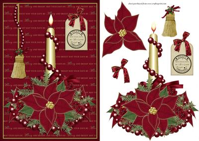 Christmas Candle and Poinsettia