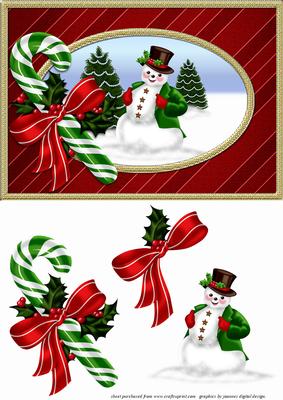 Christmas Candy Cane and Snowman