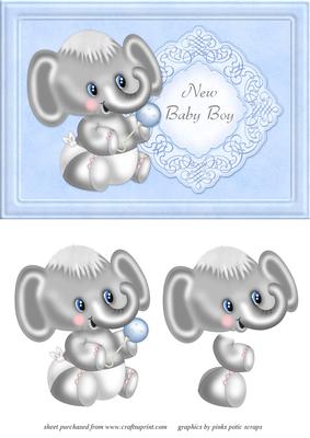 Baby Boy Elephant Quick Card