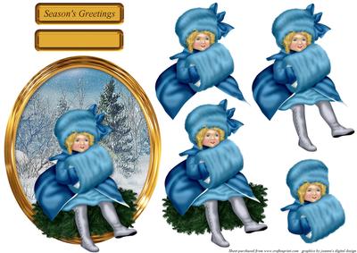 Vintage Christmas Girl Frame